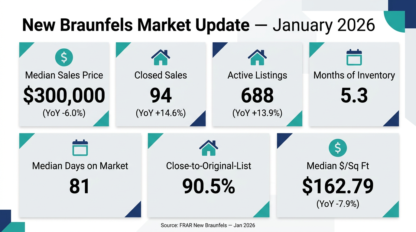 New Braunfels market dashboard January 2026