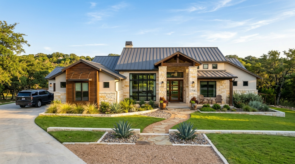 Texas Hill Country home exterior in New Braunfels, TX, curb appeal